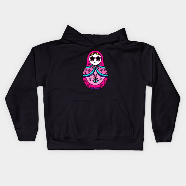 pink Russian Doll cute sunglasses star Kids Hoodie by gossiprag